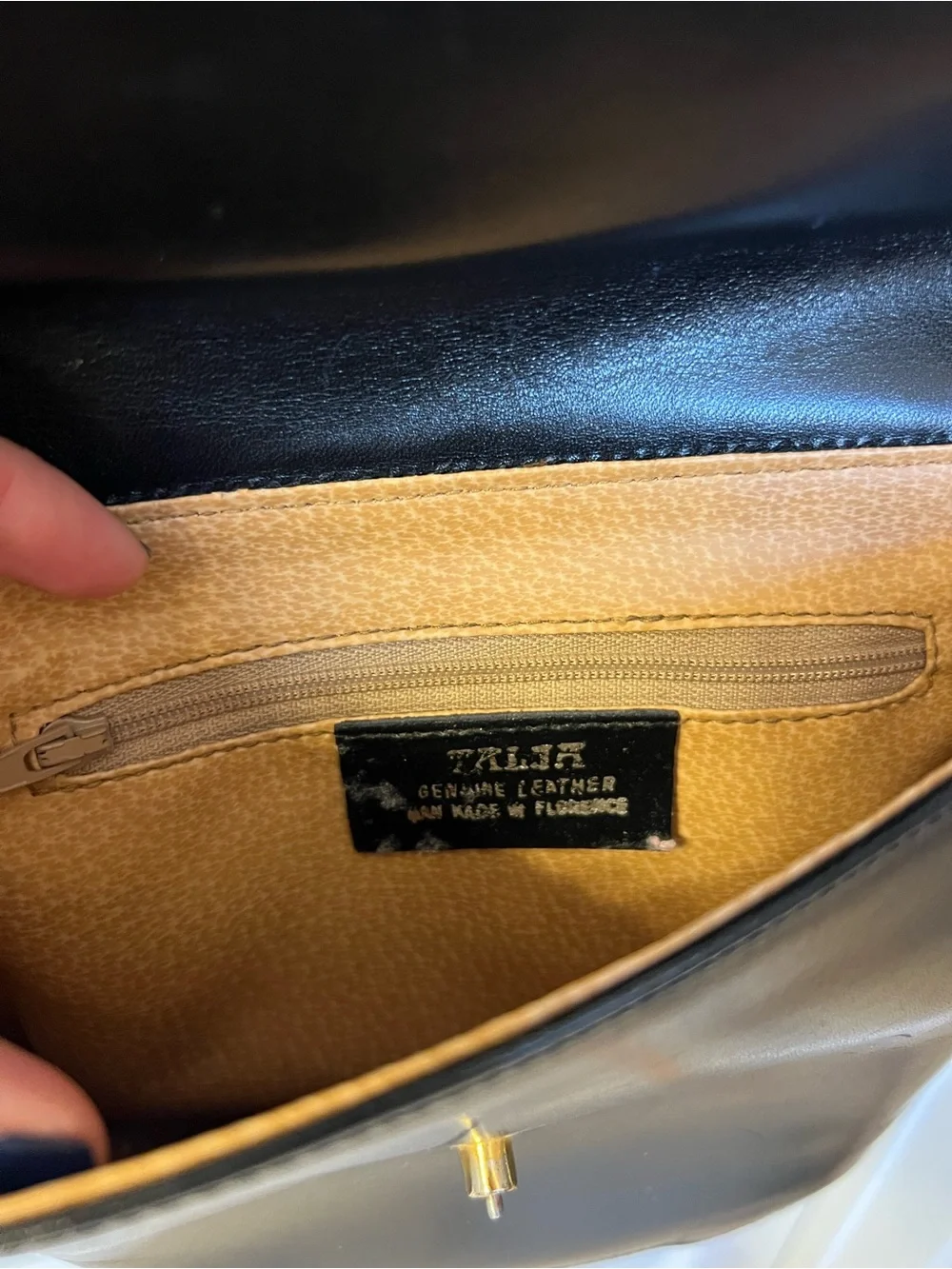 Talja Genuine Leather Two-Tone Black and Brown Leather Crossbody Bag